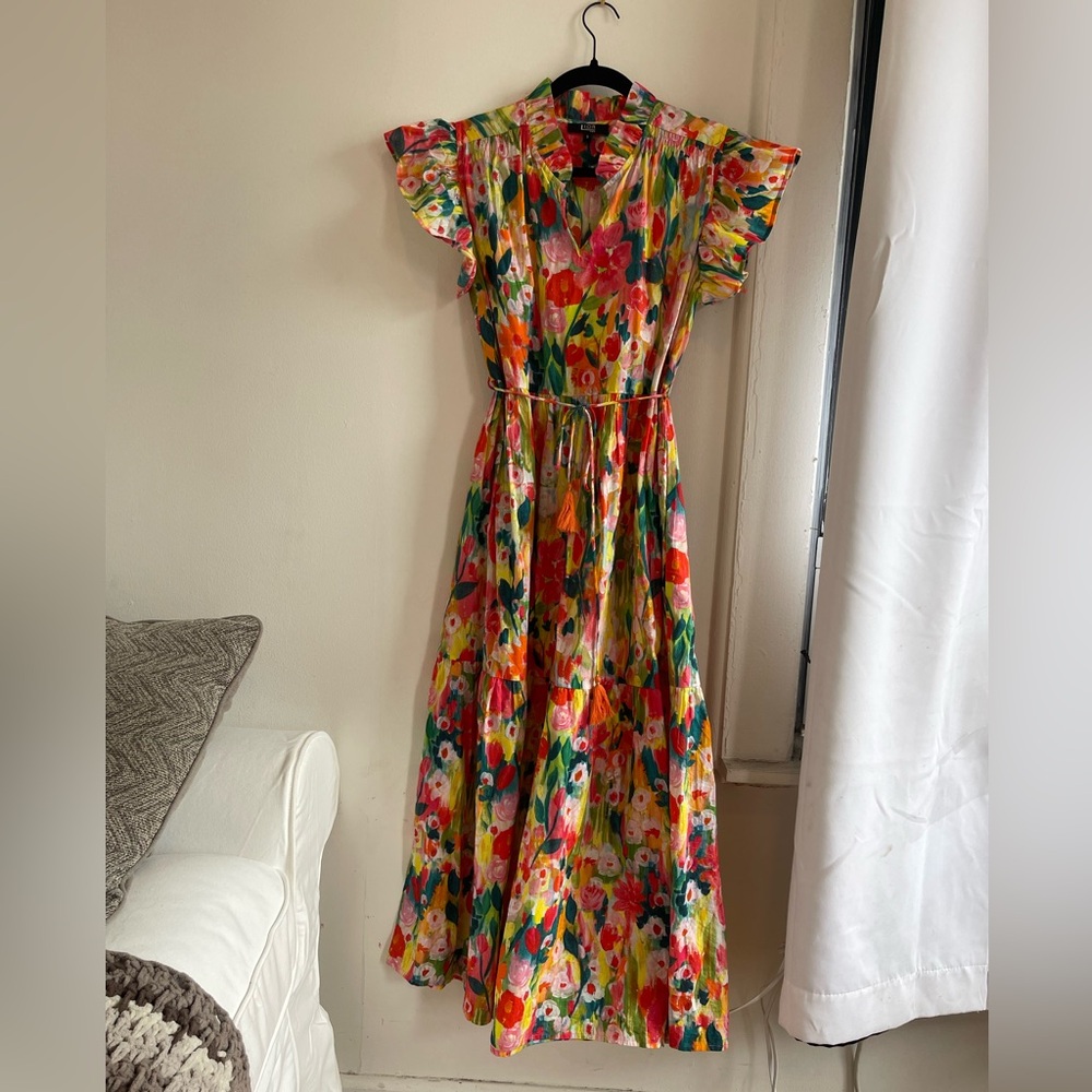 Floral Maxi Dress with Ruffled Sleeves